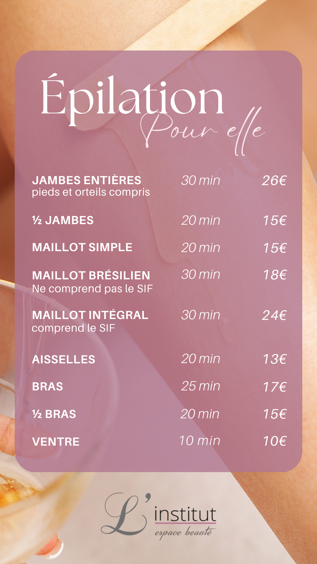 Tarifs institut de beauté — slide 4